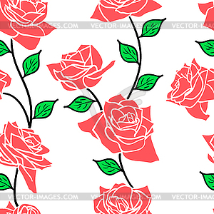 Beautiful seamless wallpaper with rose flowers - vector clipart