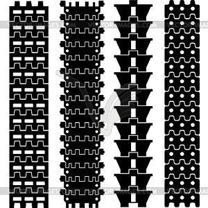 Set of detailed trace track tractor prints - vector clip art