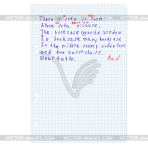 White squared blank white paper sheet with English - vector image
