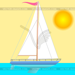 Sailing boat floating - vector clip art