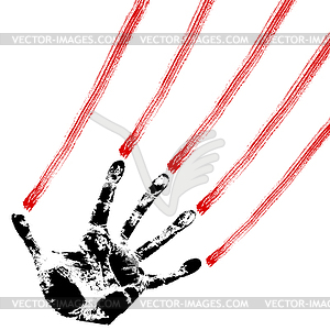 Кровавые отпечатки рук,, - векторизованное изображение клипарта