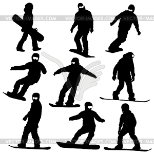 Set snowboarders silhouettes.  - vector image
