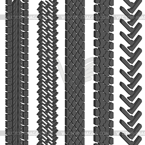 Set of detailed tire prints - vector clip art