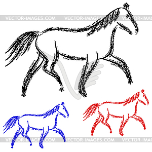 Horses outlines - vector clipart