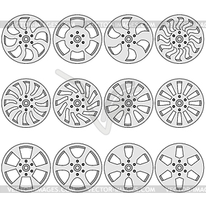 Car alloy wheels, - vector clipart