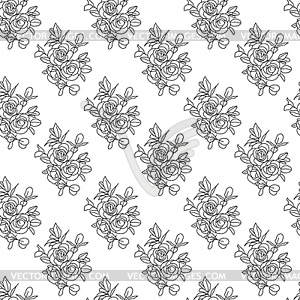 Seamless background with roses - white & black vector clipart