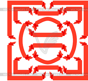 Установить красными лентами и транспарантами, - изображение в векторе / векторный клипарт