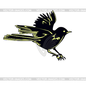 Black Bird Sparrow In Flight - vector clip art