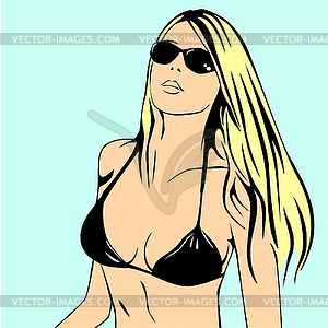 Girl In A Bathing Suit And Sunglasses - vector clipart / vector image