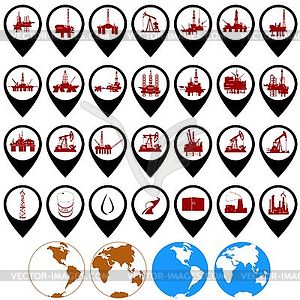 Icons of oil industry - vector clipart