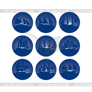 Badges with sailing ships - vector clipart