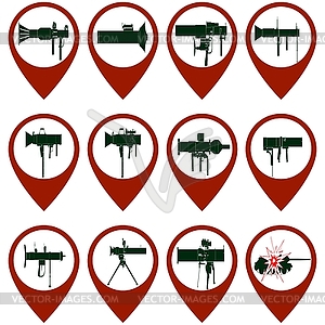 Icons with ATGM - vector clipart