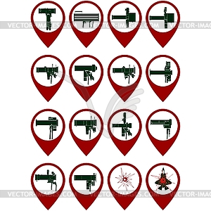Icons with MANPADS - vector image