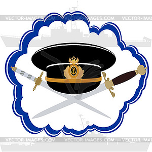 Officers cap Russian Navy officer and daggers - vector clipart