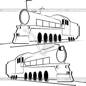 Abstract vintage locomotives - vector image