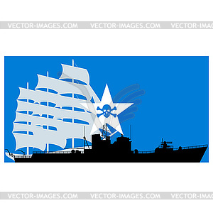 Somali pirate ships - vector clipart