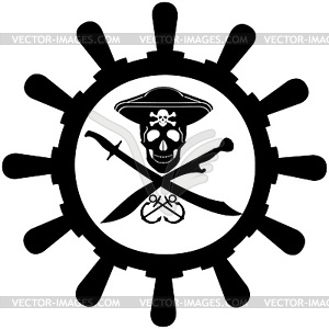 Steering wheel of pirate ship - vector clip art