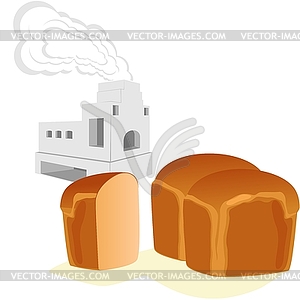 Bread and Russian stove - vector clip art