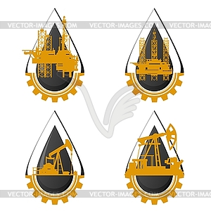 Значки нефтяной промышленности - изображение в векторе / векторный клипарт