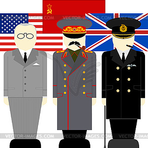 Leaders of anti-Hitler coalition - color vector clipart