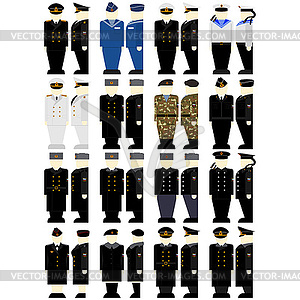 Russian military uniforms of sailors and naval - color vector clipart