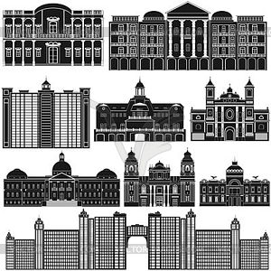 American Architecture - white & black vector clipart