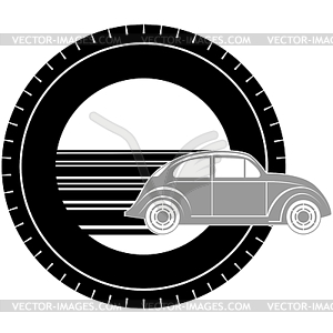 Icon with car - vector EPS clipart