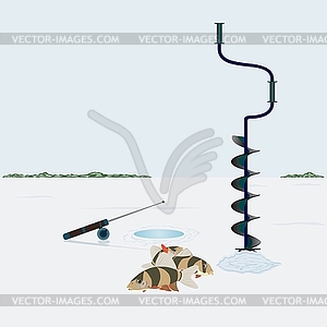 Winter fishing - vector EPS clipart