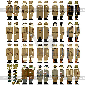 Army Uniforms in Poland 1939-45 - vector clipart