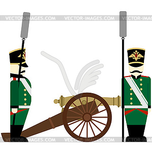 Military Uniforms Army artillery Russia in 1812 - vector image