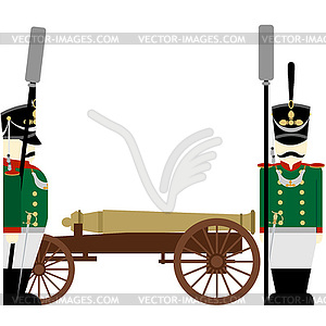 Military Uniforms Army artillery Russia in 1812 - vector clipart