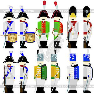 Military uniforms of army of Saxony in 1812 - vector image