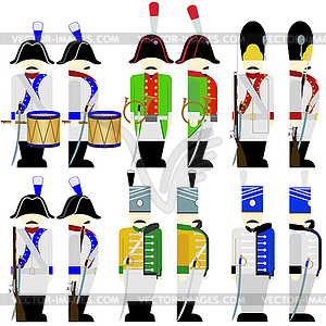 Военная форма армии Саксонии в 1812 году - клипарт в векторном виде