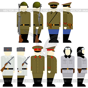 Soviet soldiers since 2nd World War - royalty-free vector clipart