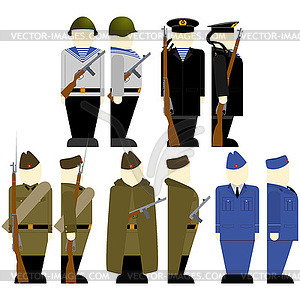 Soviet soldiers since 2nd World War - vector image