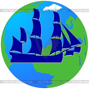 Sailing ship-12 - stock vector clipart