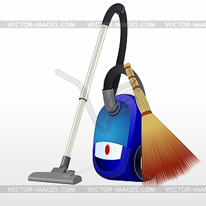 Vacuum cleaner and broom - vector clipart