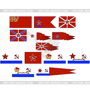 Flags and pennants of Soviet Navy - vector image