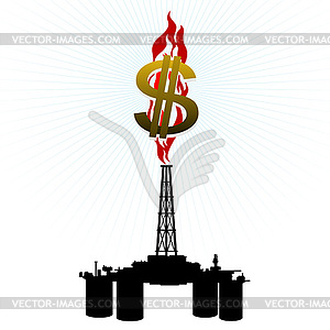 Gas rig and dollar sign - vector image