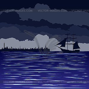 Night at sea - stock vector clipart