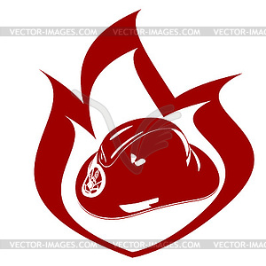 Fire and fireman helmet - vector clip art