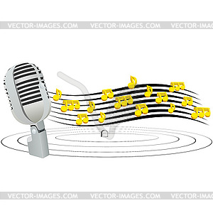 Microphone and music notes - royalty-free vector clipart