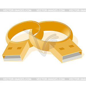 Gold wedding rings stick - vector clip art