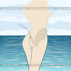 Woman at sea - vector image