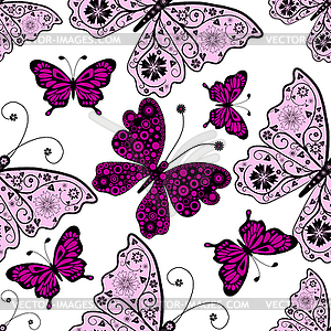 Seamless pattern with butterflies - vector clip art