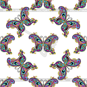 Seamless pattern with butterflies - vector image