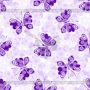 Seamless violet floral spring pattern - vector image