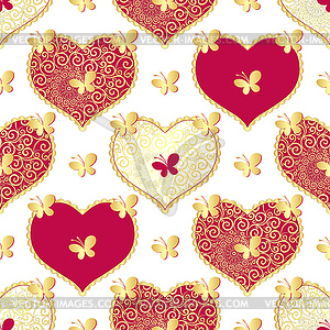 Valentine seamless white pattern - vector image