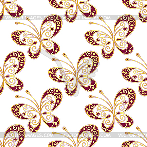 Seamless pattern with shiny butterflies - vector clip art