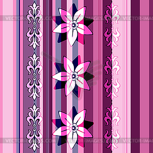 Seamless striped floral pattern - vector image